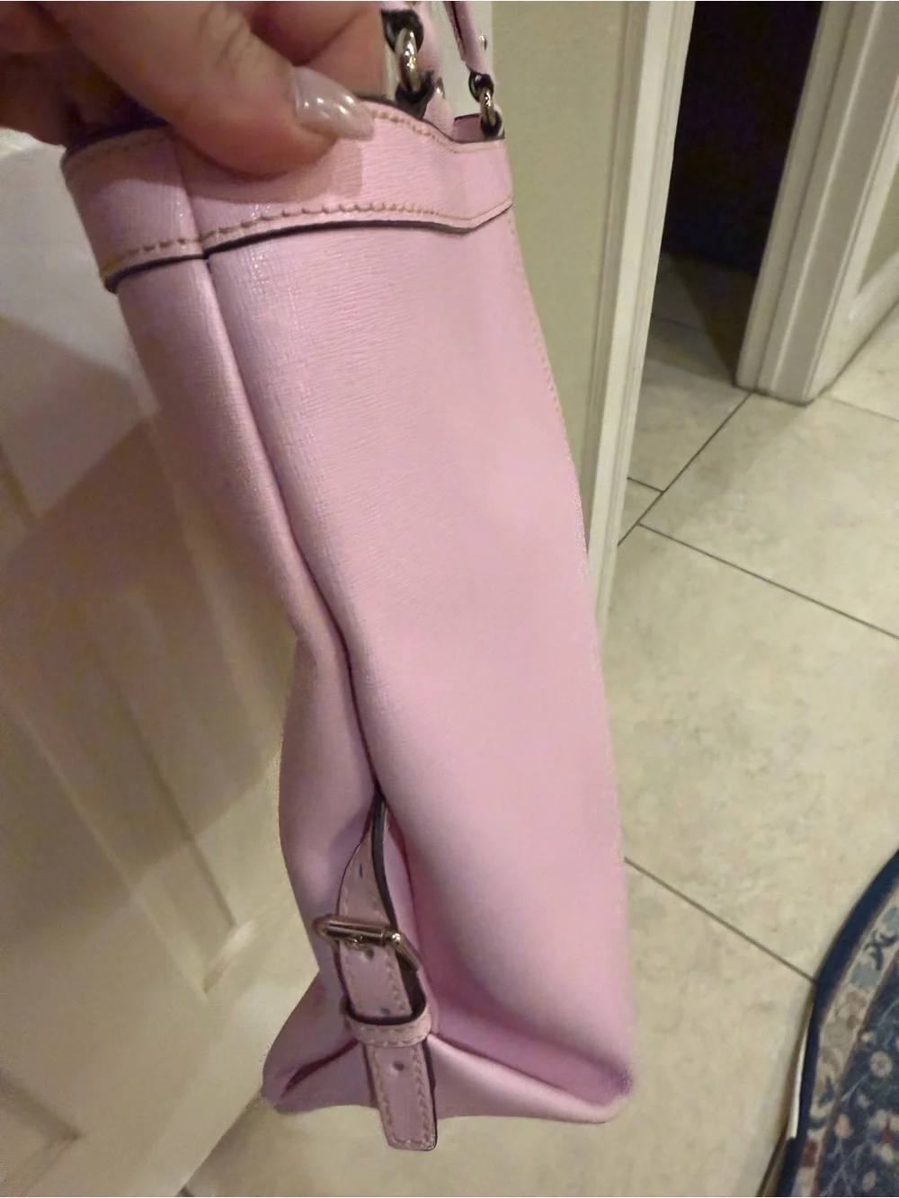 Dooney & Bourke Sara Pink Saffiano Shoulder Tote with Gold Hardware - Picture 6 of 12